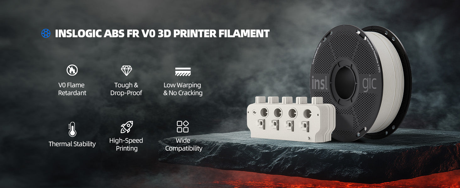 Inslogic ABS FR V0 Functional 3D Printing Filament 1.75mm 1KG with Spool - Natural