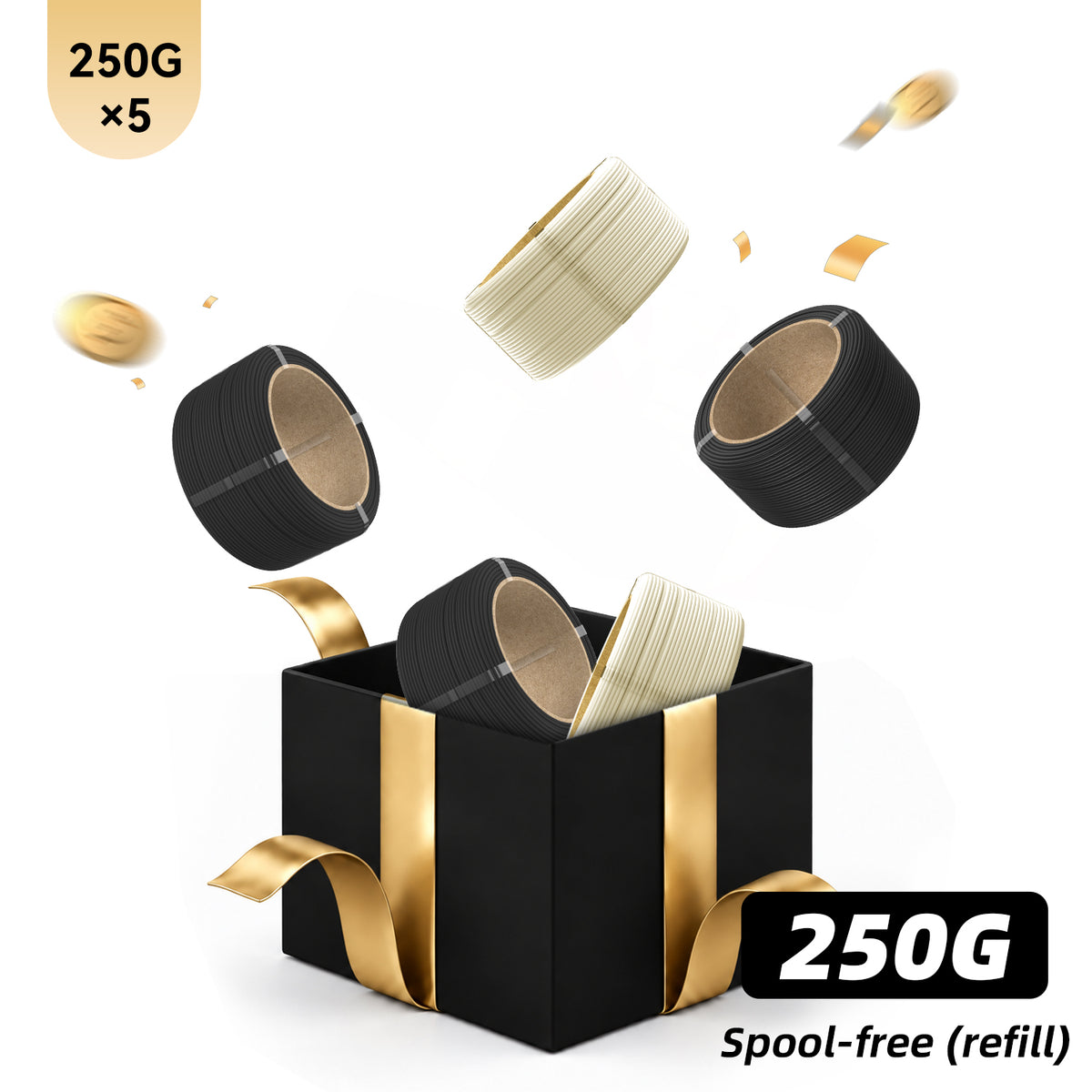 Spool-Free Engineering Sample Mystery Box — 5-Pack (5 x 250g Random Coils)