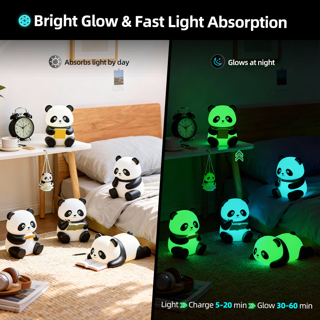 Glow-in-the-dark animal figurines with bright green and blue illuminated glow