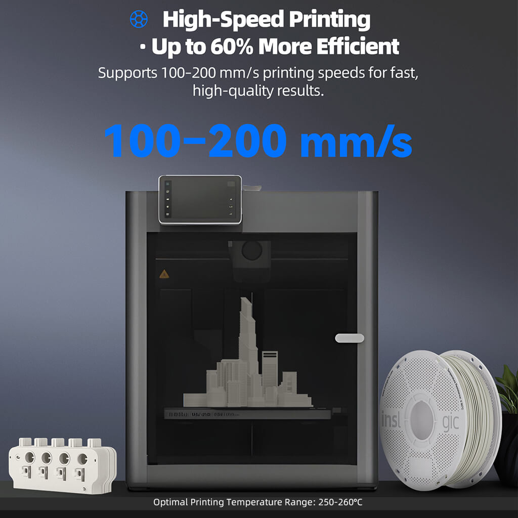 Inslogic ABS FR V0 Functional 3D Printing Filament 1.75mm 1KG with Spool - High-Speed Printing