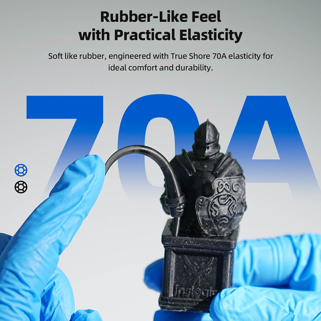 Inslogic Flexible 70A Engineering Grade Resin for 3D Printer - Rubber-Like Feel with Practical Elasticity