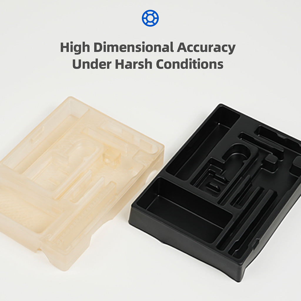 Inslogic high temp resin, translucent pale sample tray and dark print base