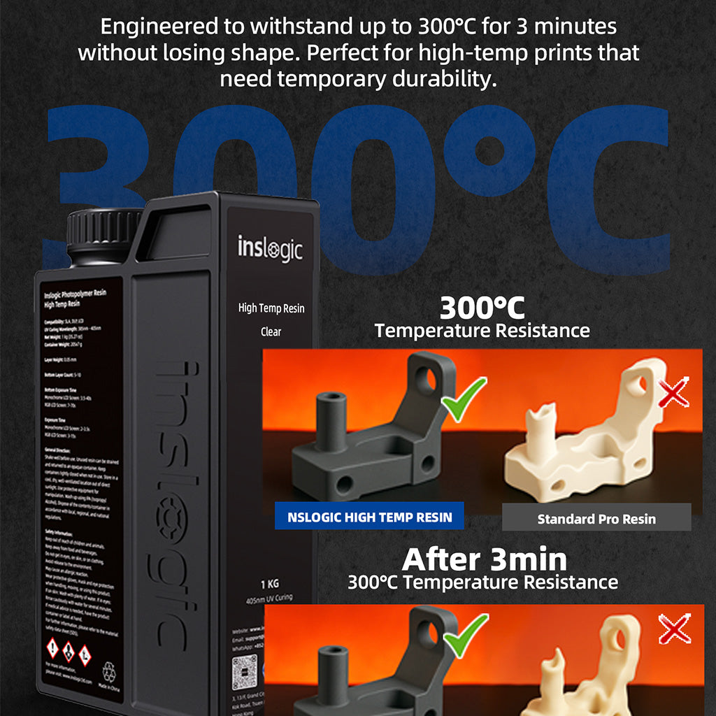 Inslogic high temp resin 1 kg box showing high-temperature resistance in packaging