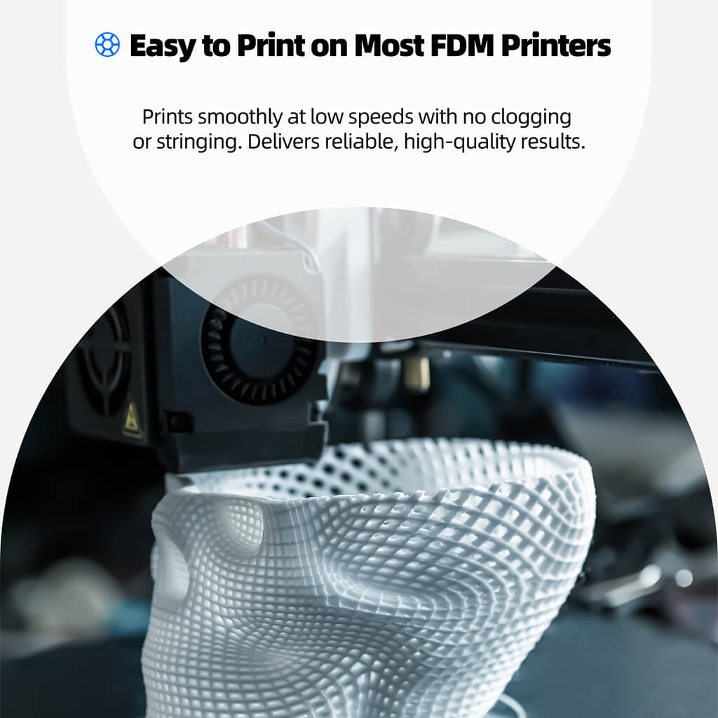 3D printer extruding white TPU lattice part with mesh texture