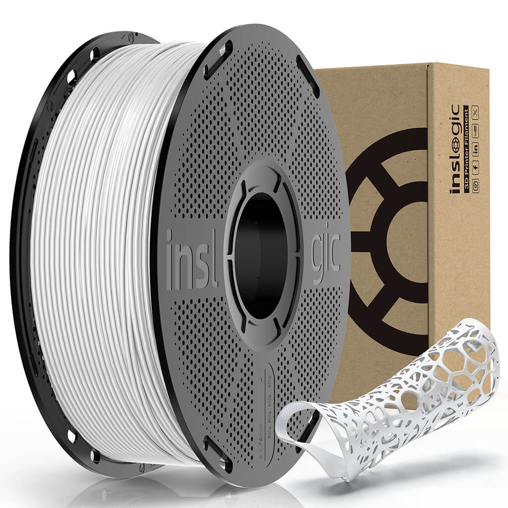 Inslogic TPU 90A Filament 1.75mm 1KG Filament with Spool White (HEX - #FFFFFF)