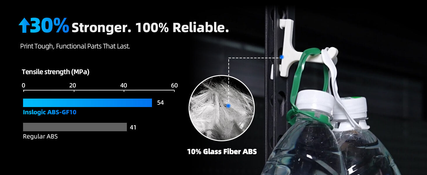 Inslogic ABS-GF10 Engineering Filament 1.75mm - 30% Stronger
