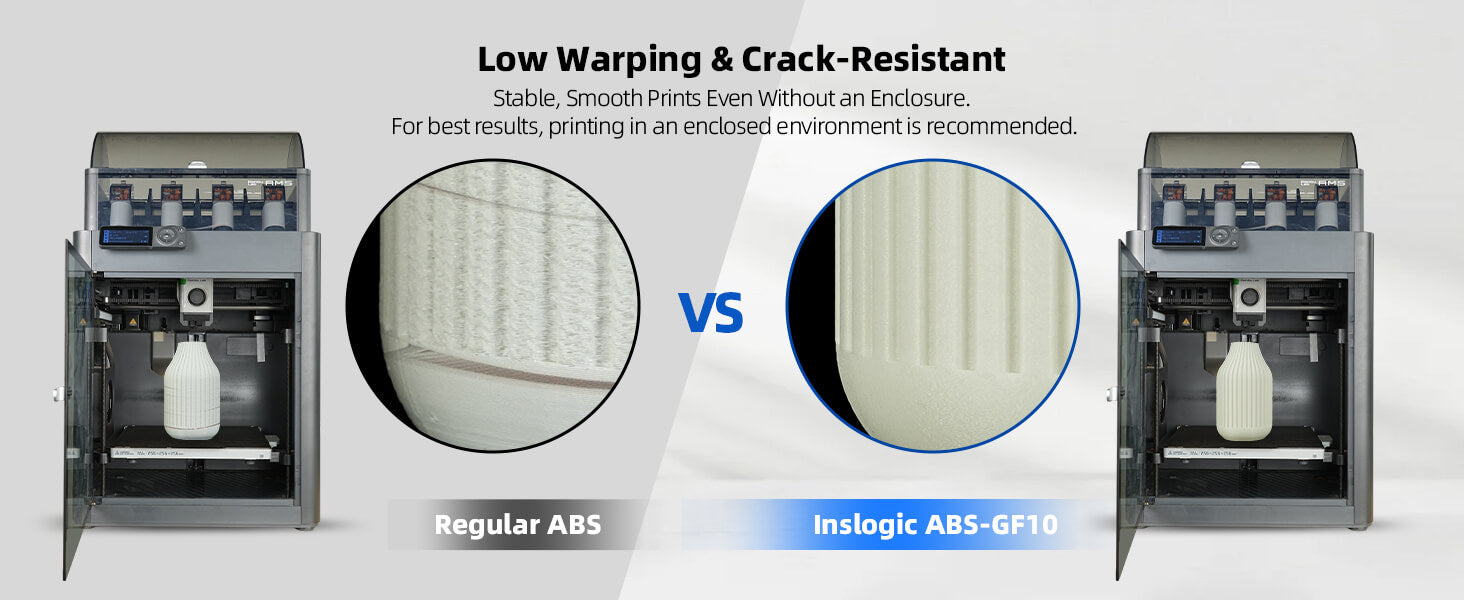 Inslogic ABS-GF10 Engineering Filament 1.75mm - Low Warping & Crack-Resistant