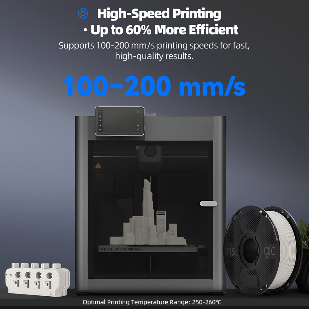 Inslogic ABS FR V0 Functional 3D Printing Filament 1.75mm 1KG with Spool - High-Speed Printing