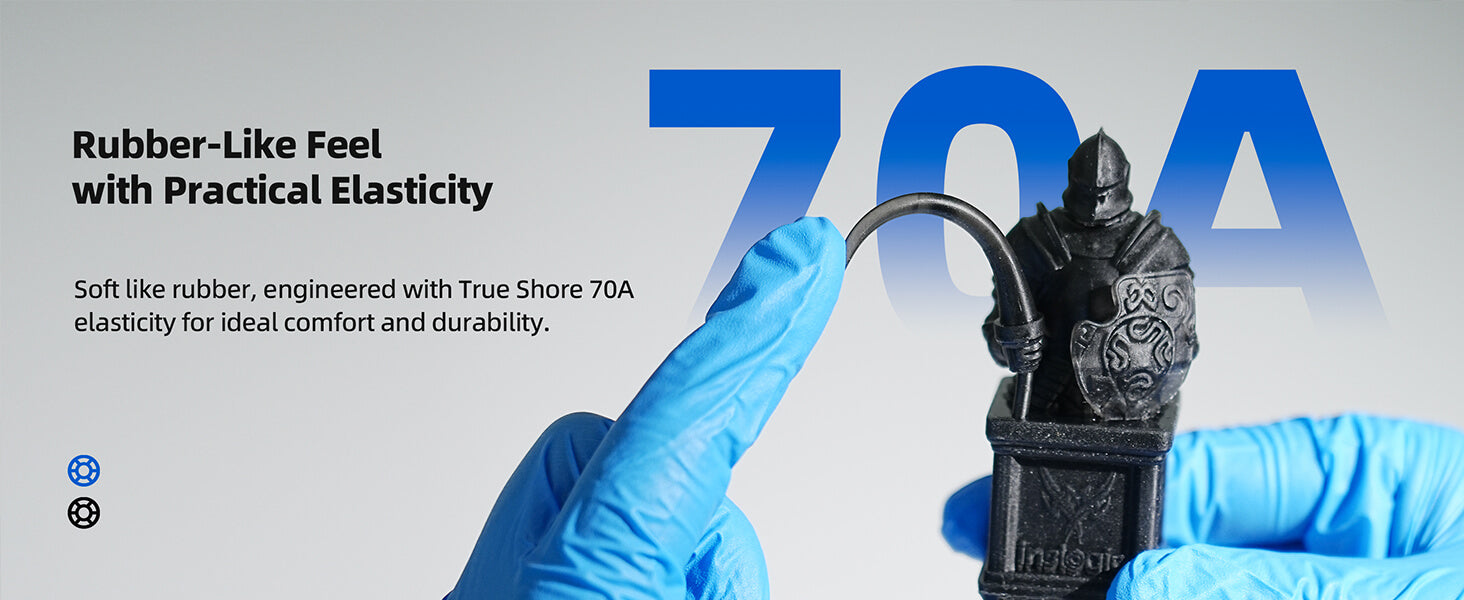 Inslogic Flexible 70A Engineering Grade Resin for 3D Printer - Rubber-Like Feel with Practical Elasticity