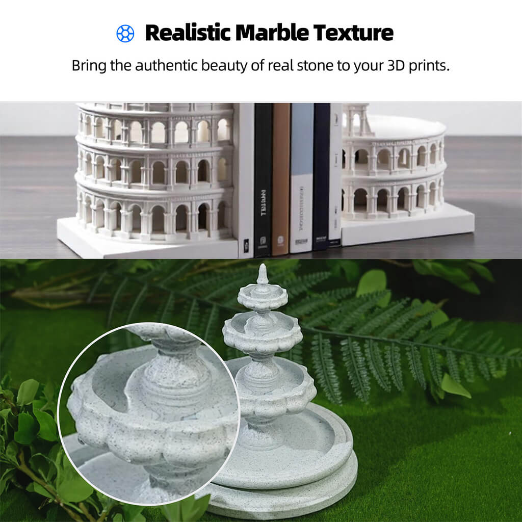 Inslogic High-Speed Marble PLA 3D Printing Filament 1.75mm 1KG - Realistic Marble Texture
