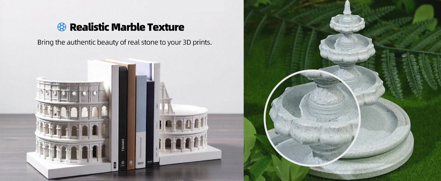 Inslogic High-Speed Marble PLA 3D Printing Filament 1.75mm 1KG - Realistic Marble Texture