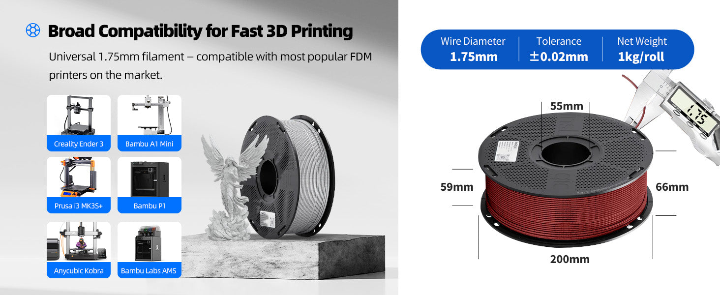 Inslogic High-Speed Marble PLA 3D Printing Filament 1.75mm 1KG - Wide Compatibility