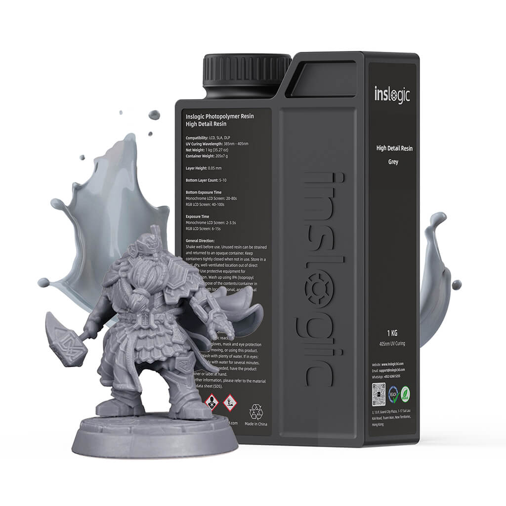 Inslogic High Detail Resin 1KG - Best 3d printing resin for miniatures -Best Color Resin - Grey