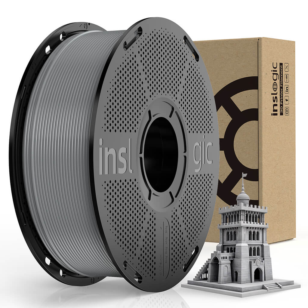 Inslogic High-Speed PLA Pro Filament 1.75mm 1KG Filament with Spool Grey (HEX - #A7A8A9)