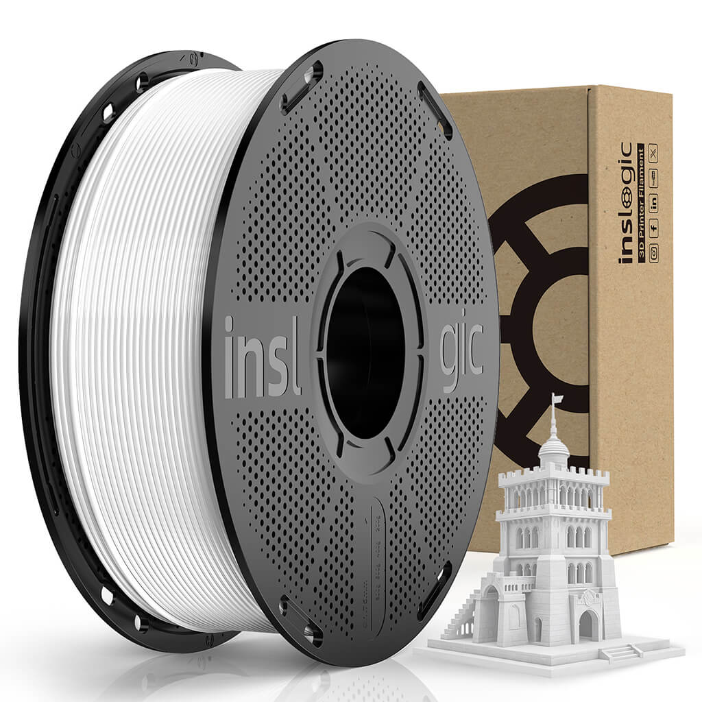 Inslogic High-Speed PLA Pro Filament 1.75mm 1KG Filament with Spool White (HEX - #FFFFFF)
