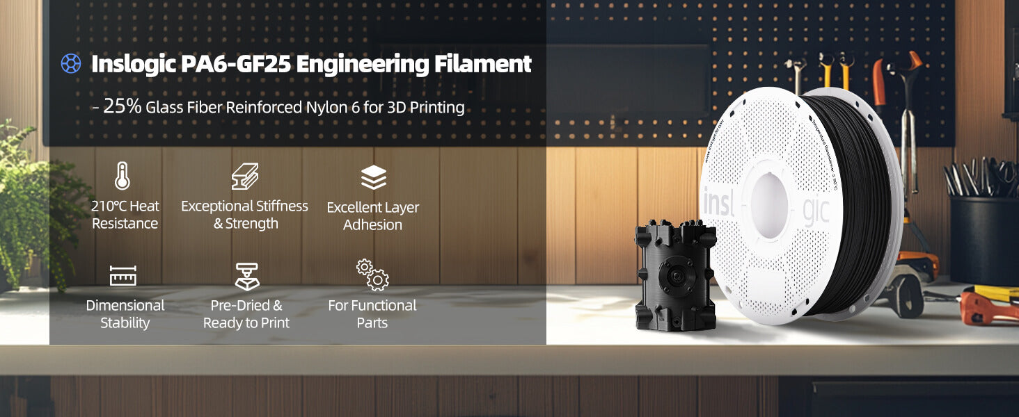 Inslogic PA6-GF Engineering Grade 3D Printing Filament