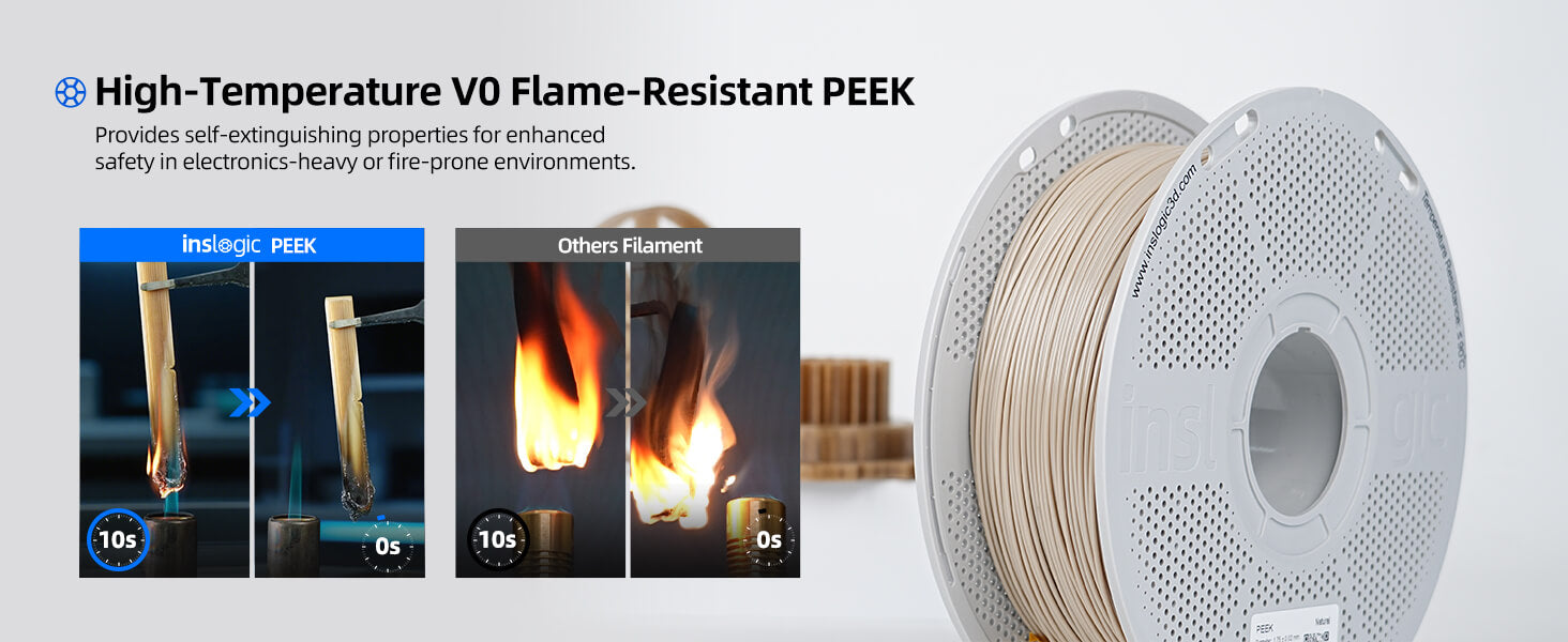 Inslogic PEEK Engineering 3D Printing Filament - High-Temperature VO Flame-Resistant PEEK