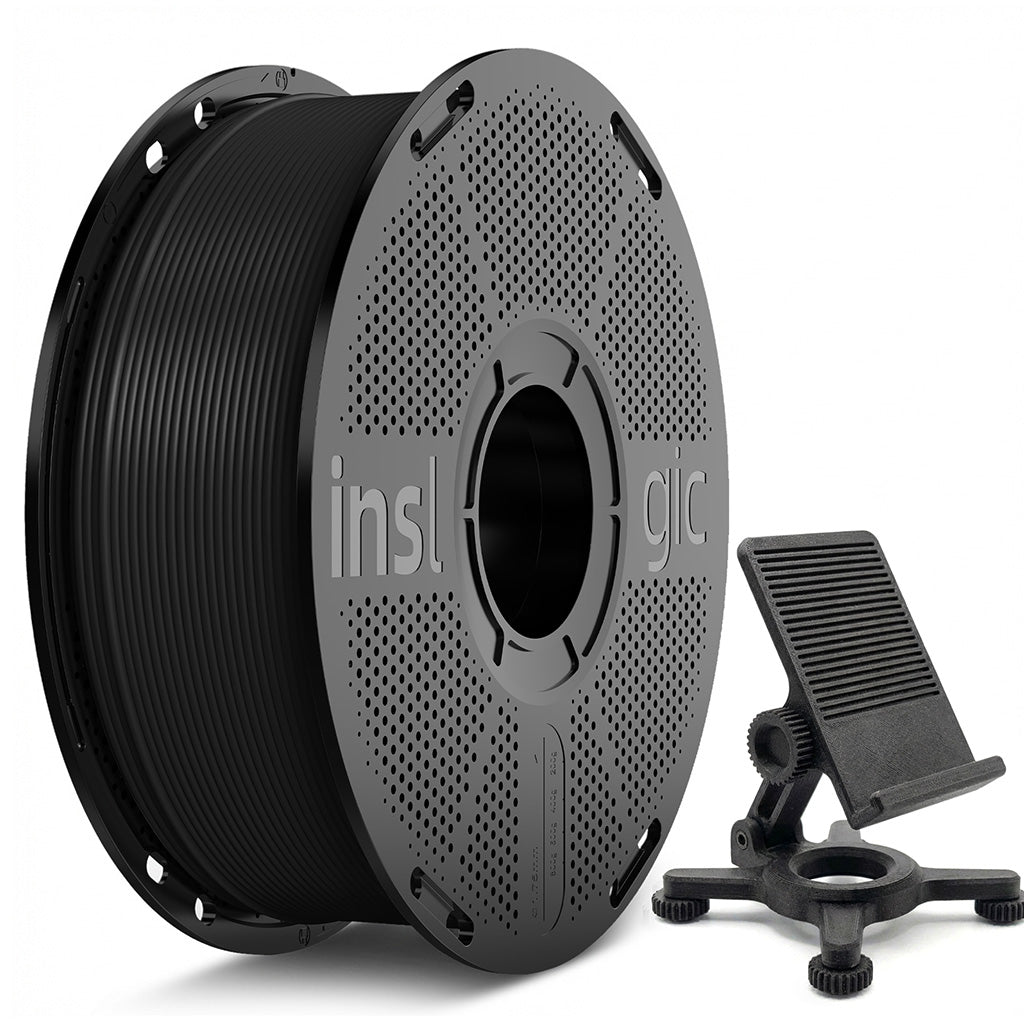 Inslogic PETG Pro filament spool, black 1.75mm, with mounting bracket and clips