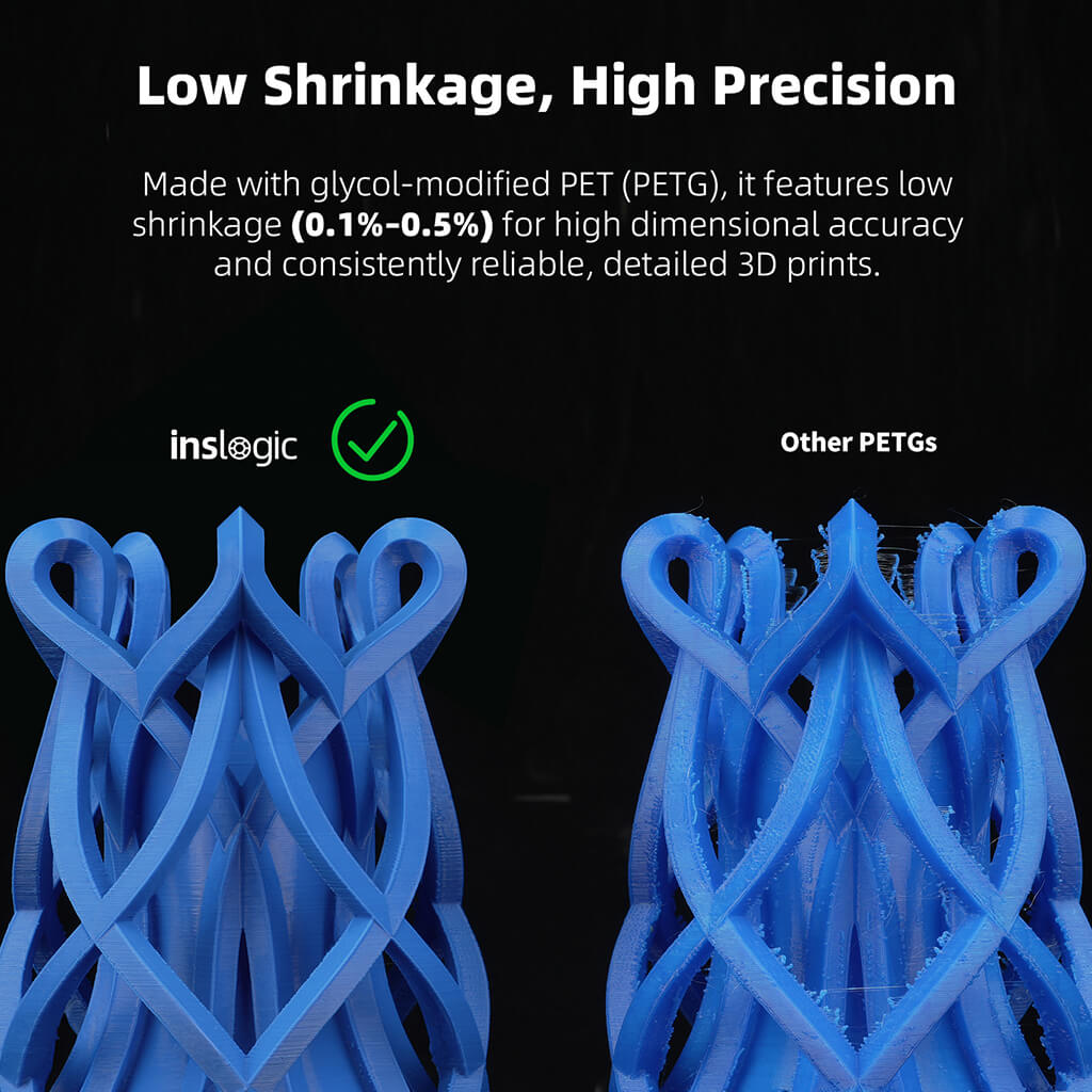Inslogic PETG Pro Filament 1.75mm - Low Shrinkage AND High Precision