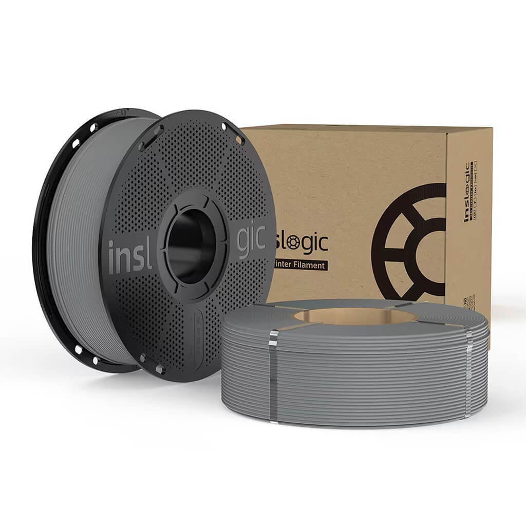 Inslogic PETG Pro 3D Printing Filament 1.75mm 1KG with Spool + 1KG Refill - Grey + Grey