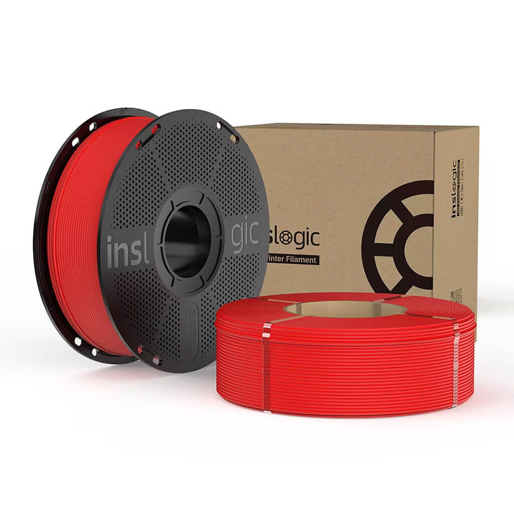 Inslogic PETG Pro 3D Printing Filament 1.75mm 1KG with Spool + 1KG Refill - Red + Red