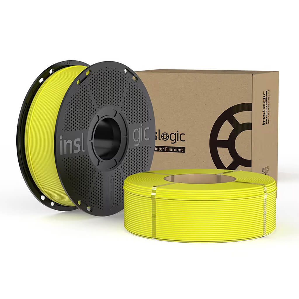 Inslogic PETG Pro 3D Printing Filament 1.75mm 1KG with Spool + 1KG Refill - Yellow + Yellow