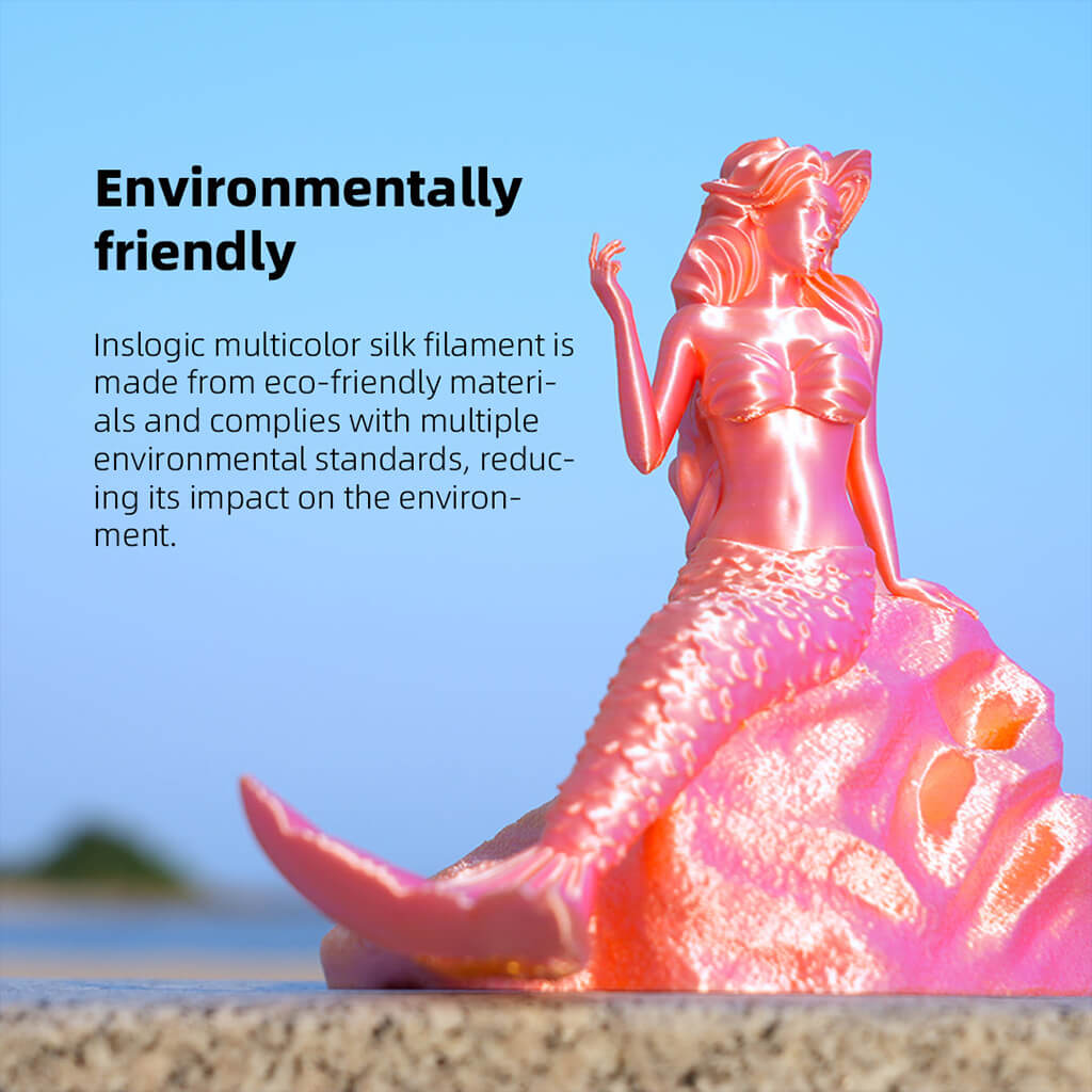 Inslogic PLA Multicolor Silk 3D Printer Filament - Environmentally friendly