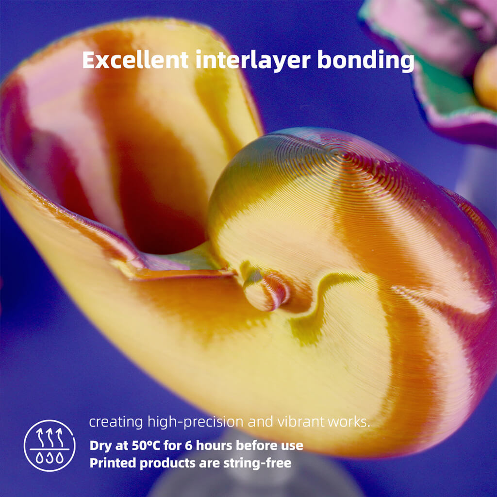 Inslogic PLA Multicolor Silk 3D Printer Filament - Excellent interlayer bonding