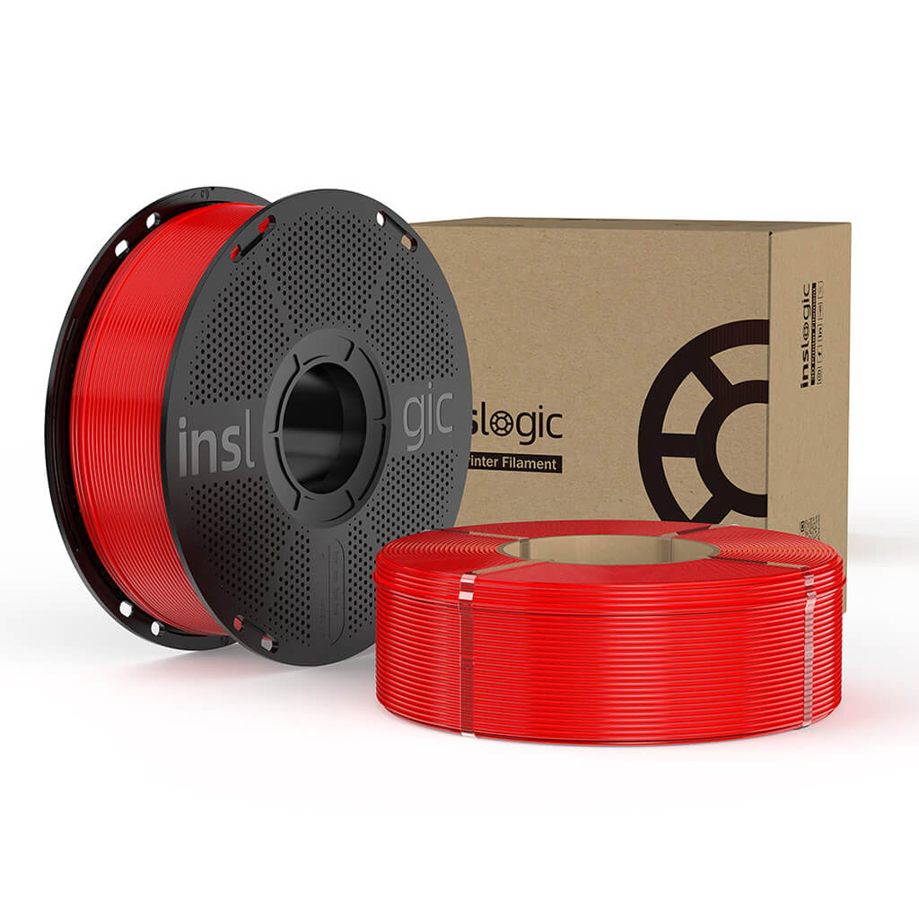 Inslogic PLA Pro 3D Printing Filament 1.75mm 1KG with Spool + 1KG Refill Red + Red
