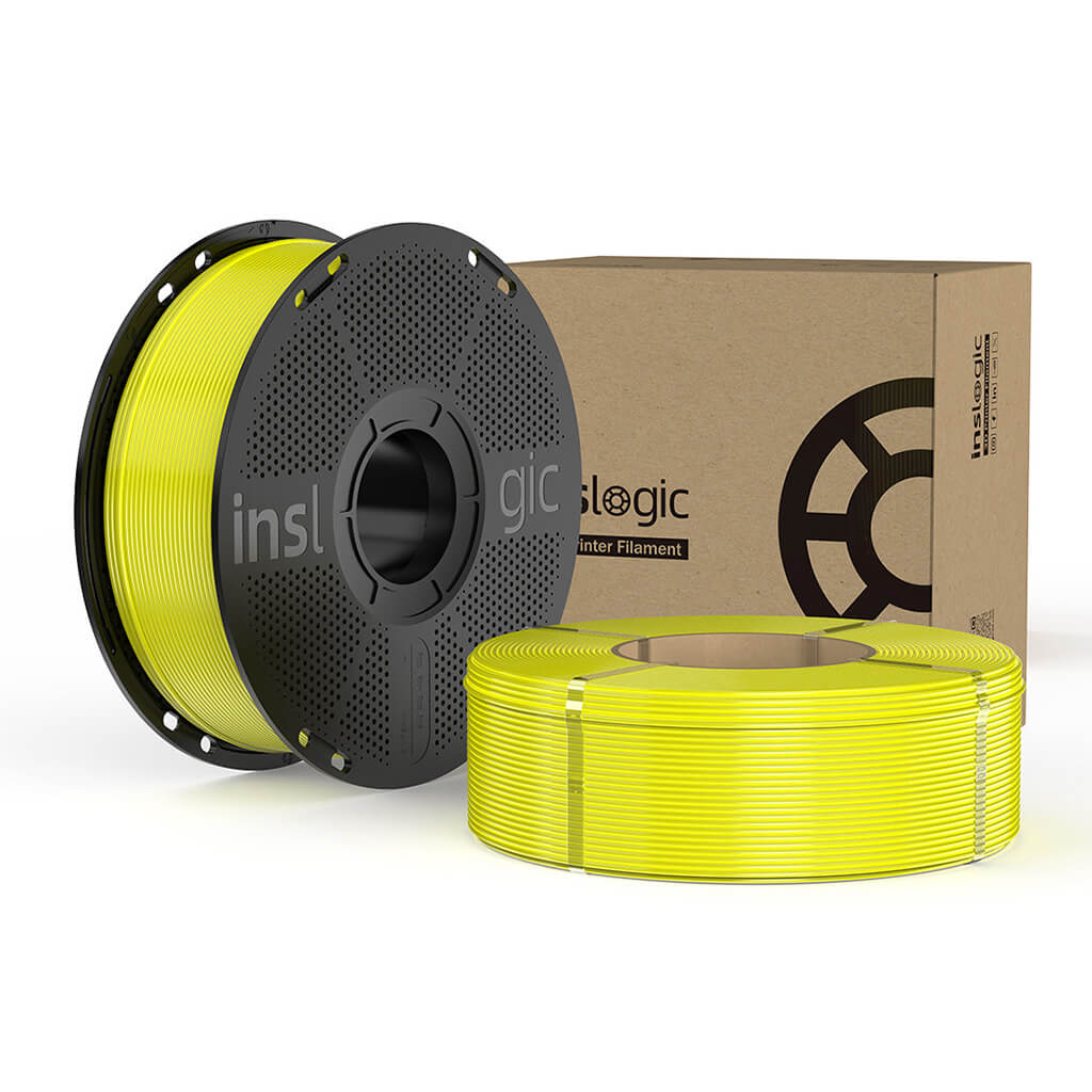 Inslogic PLA Pro 3D Printing Filament 1.75mm 1KG with Spool + 1KG Refill Yellow + Yellow