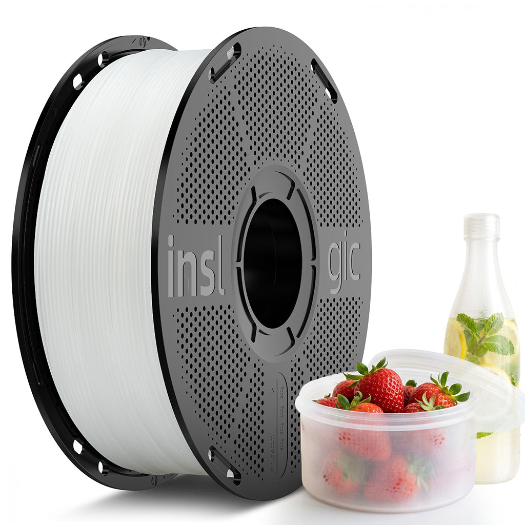 Inslogic PP (Polypropylene) filament spool, white filament on black frame, 1.75mm