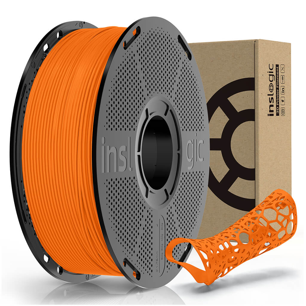 Inslogic TPU 90A Filament 1.75mm 1KG Filament with Spool Orange (HEX - #FF6A13)