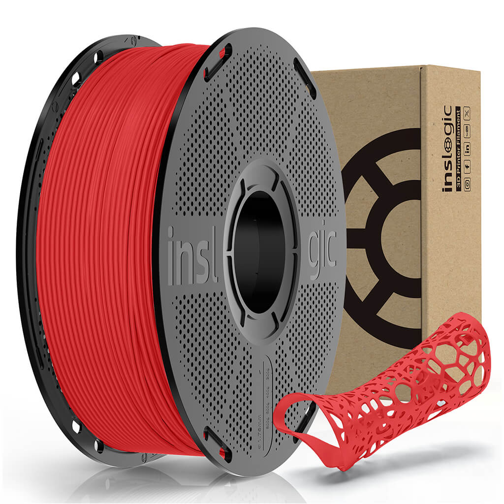 Inslogic TPU 90A Filament 1.75mm 1KG Filament with Spool Red (HEX - #CD001A)