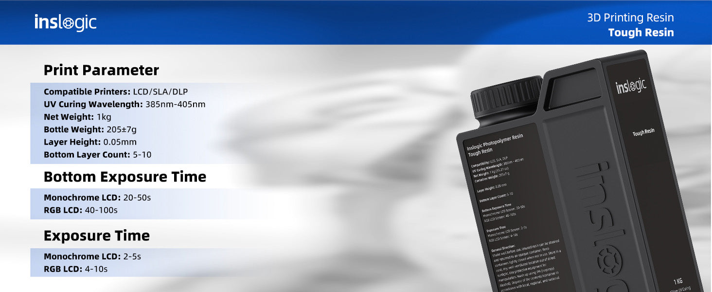 Inslogic Tough Engineering Grade Resin for 3D Printer - Printing Parameter