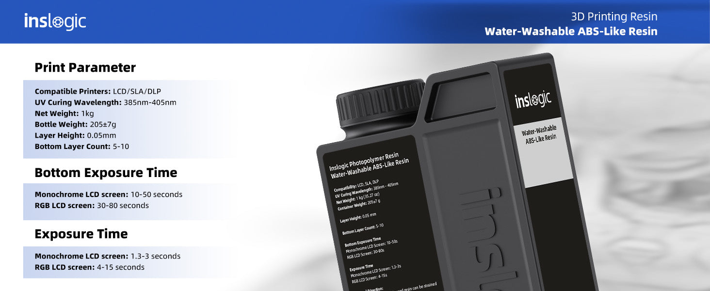 Inslogic Water-Washable ABS-Like Resin - Printing Parameter