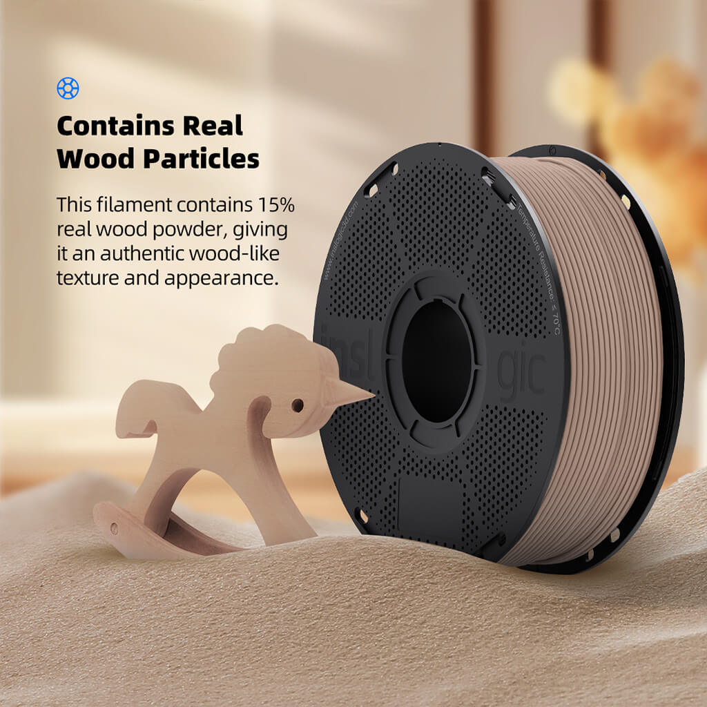 Inslogic WoodFill PLA Filament Contains real Wood particles