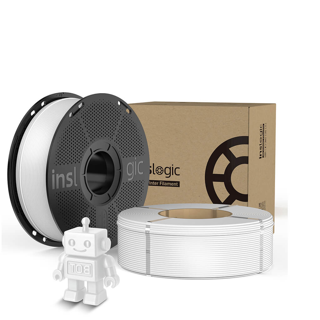 Inslogic PETG Pro 3D Printing Filament 1.75mm 1KG with Spool + 1KG Refill - White + White