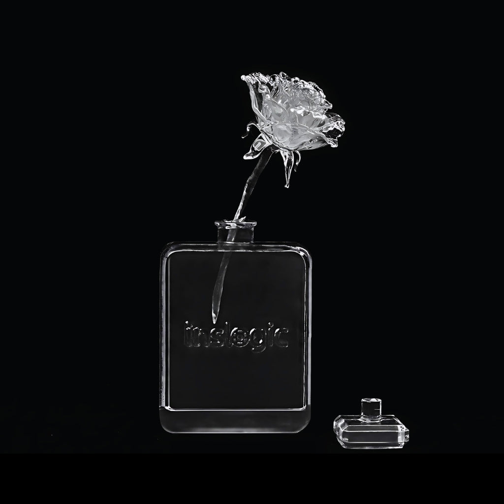 Rose and bottle printed with Inslogic High precision clear resin