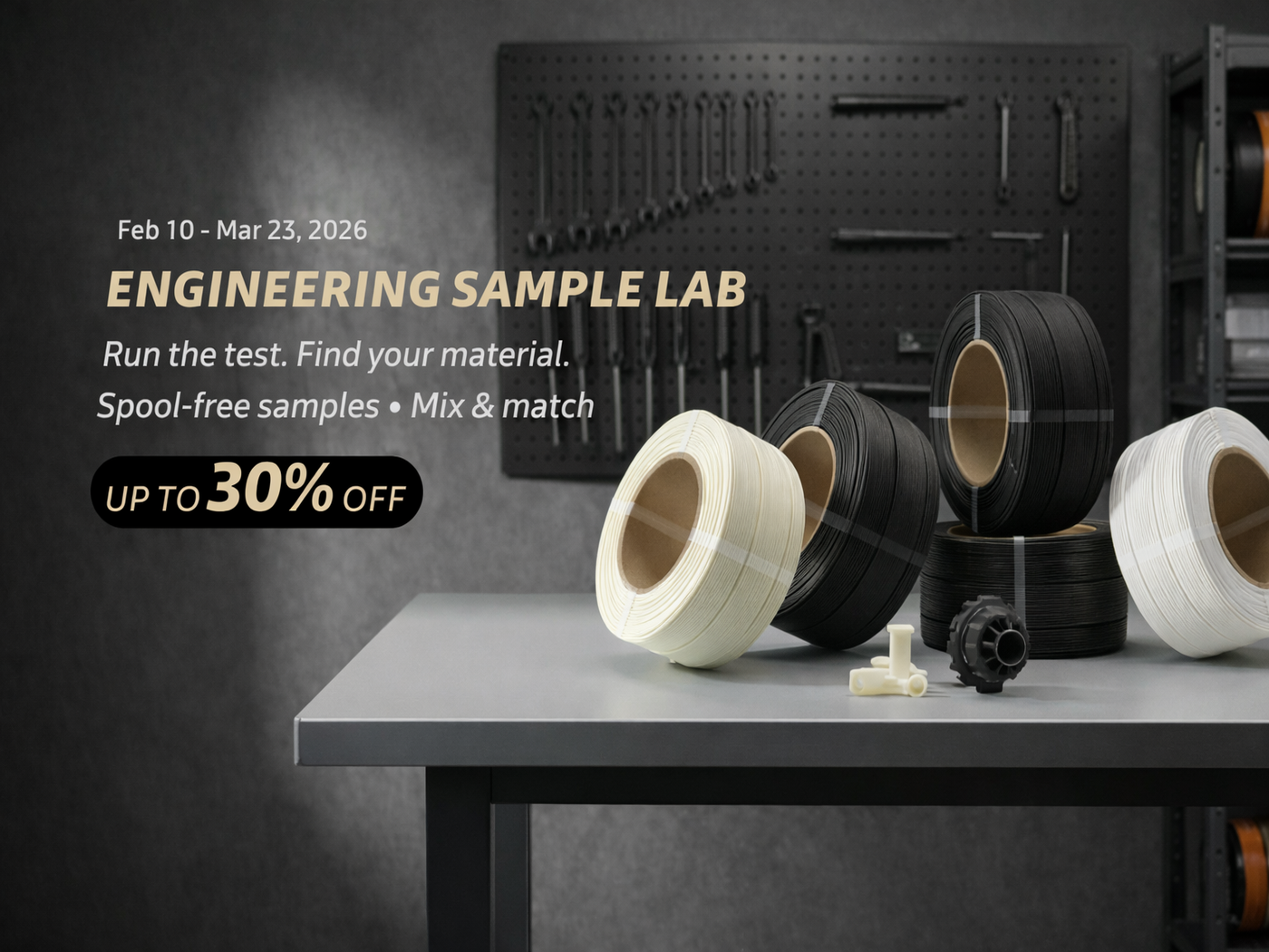 Engineering Sample Lab (Feb 10–Mar 23): Run the Test. Find Your Material.