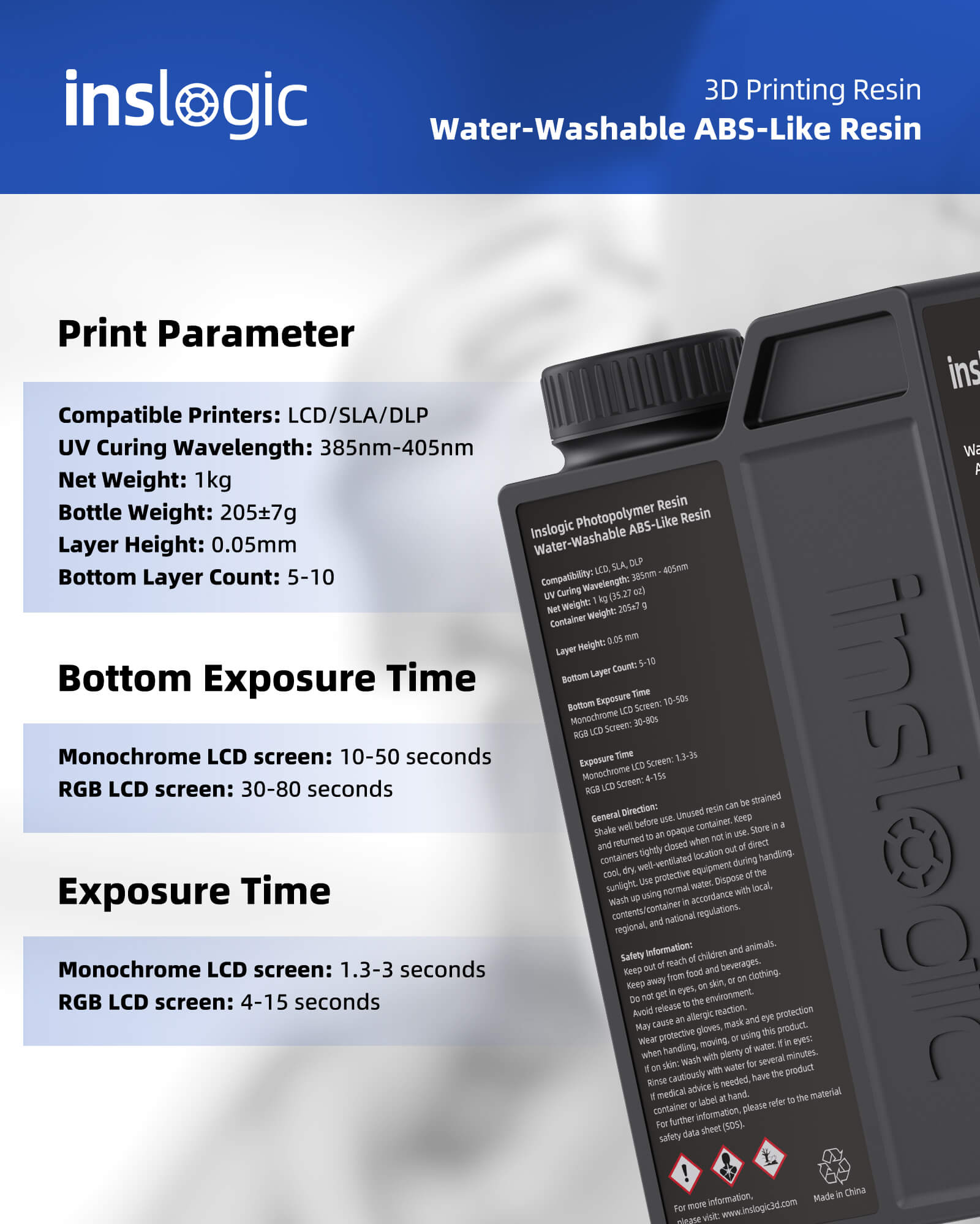 Water-Washable ABS-Like Resin - No Alcohol Needed - Inslogic 3D