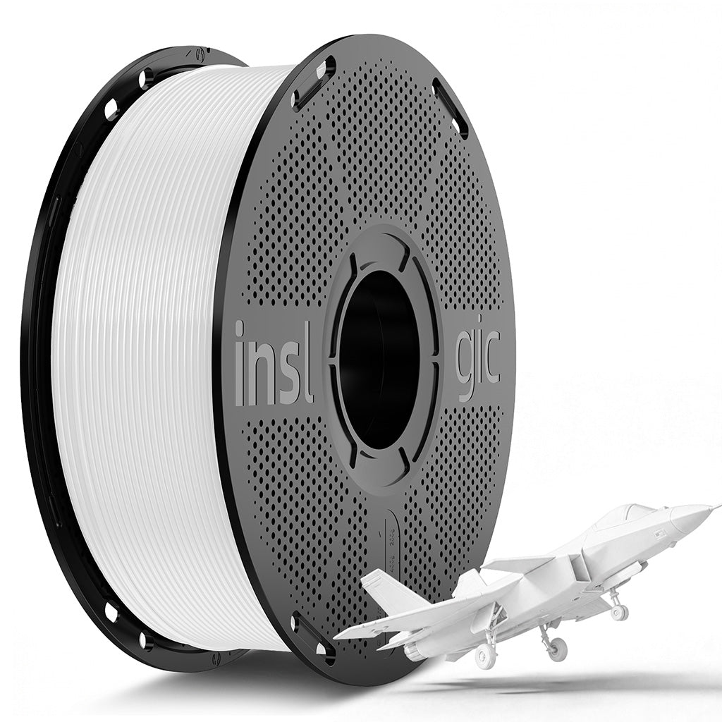 White 1.75mm PLA Pro filament roll on black spool for 3D printing