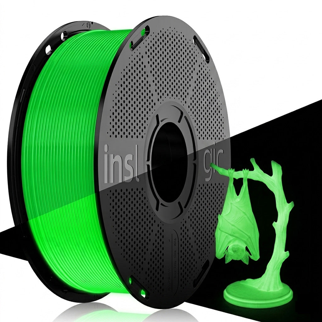 Glow-in-the-dark PLA filament spool, 1.75mm, bright green filament