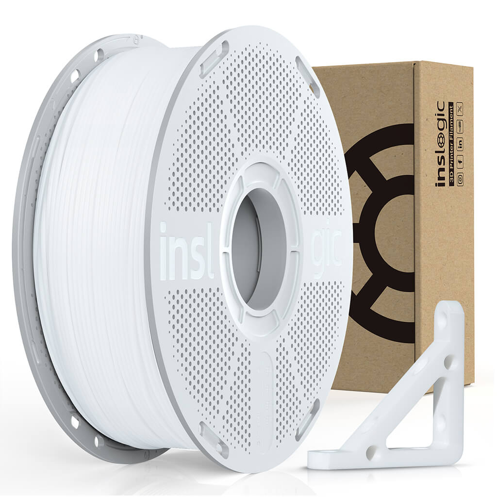 White PC filament spool with protective side plate and bracket, 1.75mm