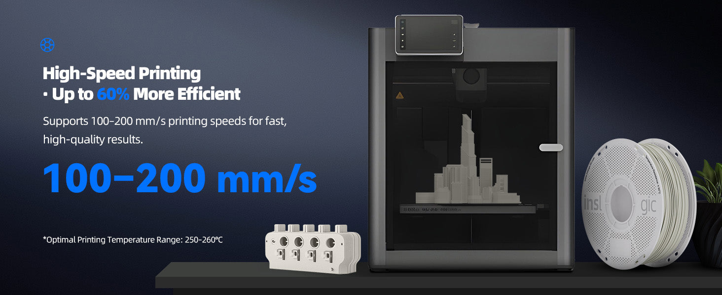 Inslogic ABS FR V0 Functional 3D Printing Filament 1.75mm 1KG with Spool - High-Speed Printing