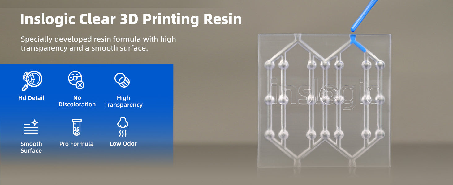 Inslogic Clear Resin, Professional 3D Printing Materials