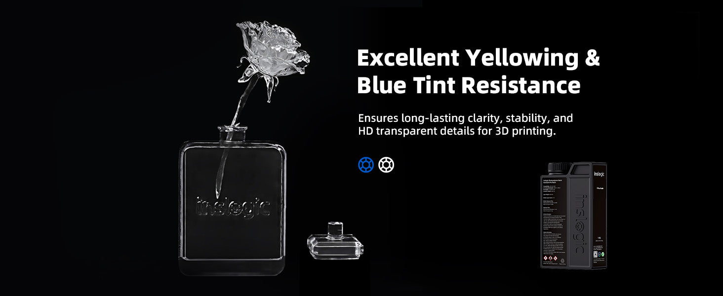 Inslogic Clear Resin, Professional 3D Printing Materials, Excellent Yellowing & Blue Tint Resistance