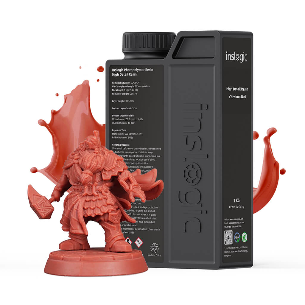 Inslogic High Detail Resin - Professional 3D Printer Resin - Chestnut Red