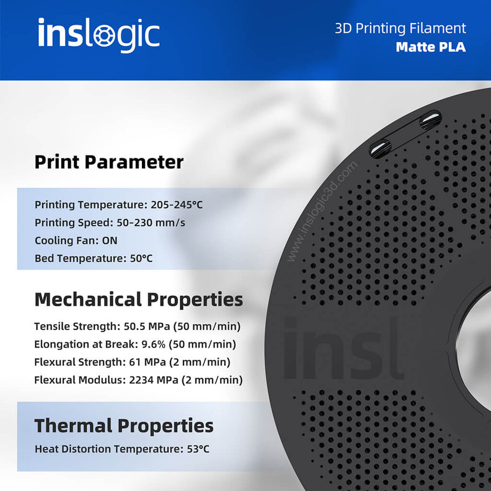 Inslogic Matte PLA Filament Print Parameter