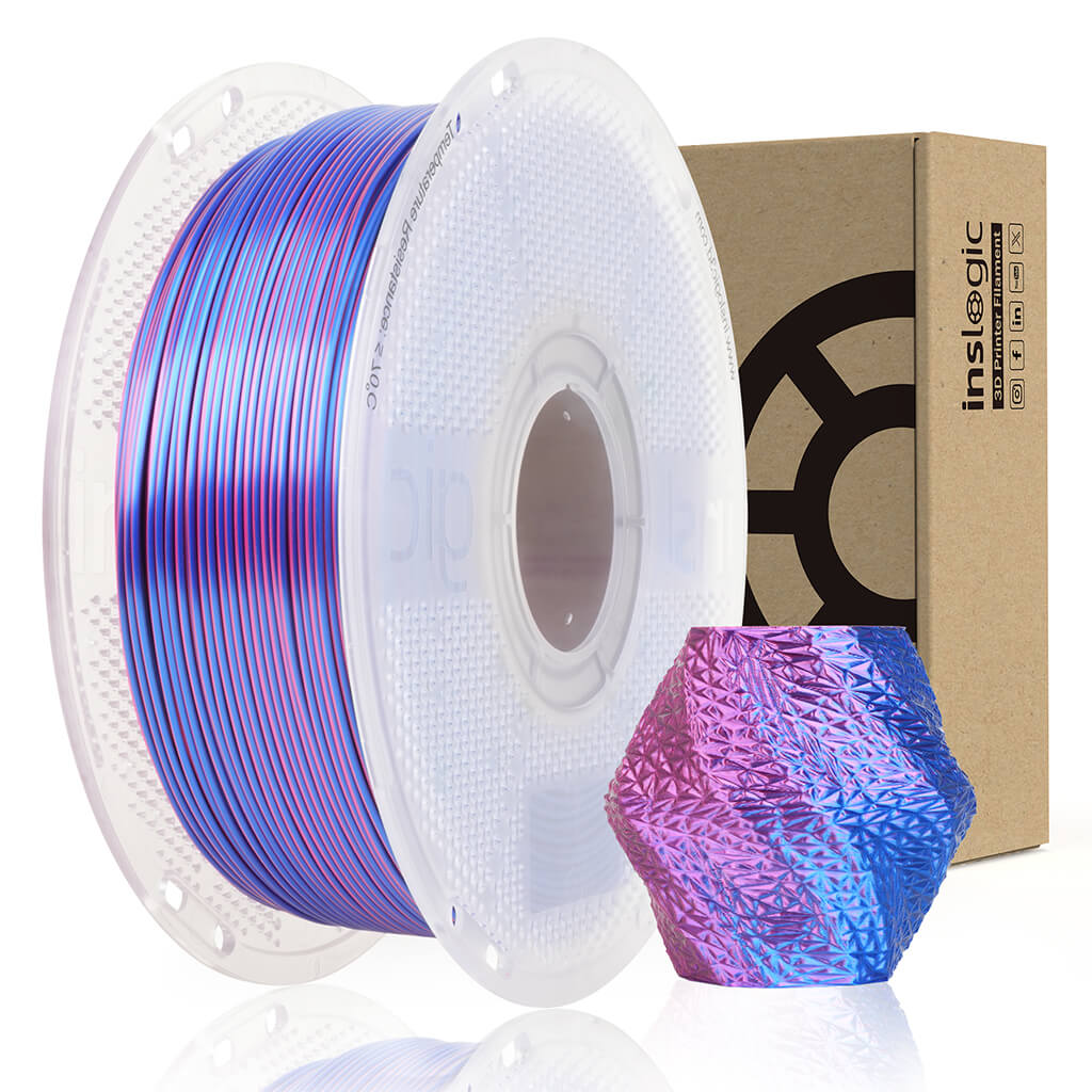 Inslogic Multicolor Silk PLA 3D Printing Filament Dual-Colo -Fuchsia Blue
