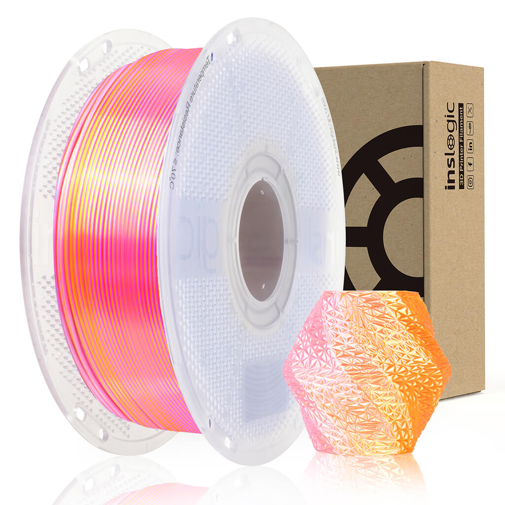 Inslogic Multicolor Silk PLA 3D Printing Filament Dual-Colo -Pink Gold